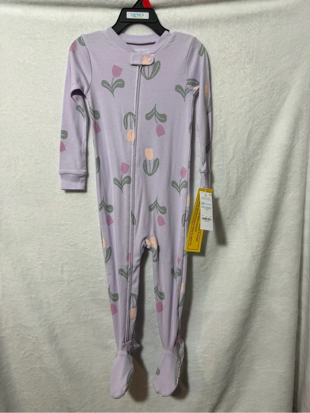 Carter's Lilac Tulip Zip-Up Footed One-Piece